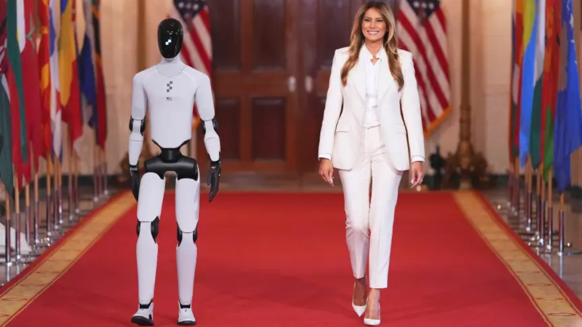 Melania Trump apresenta robô humanoide em evento sobre IA na Casa Branca